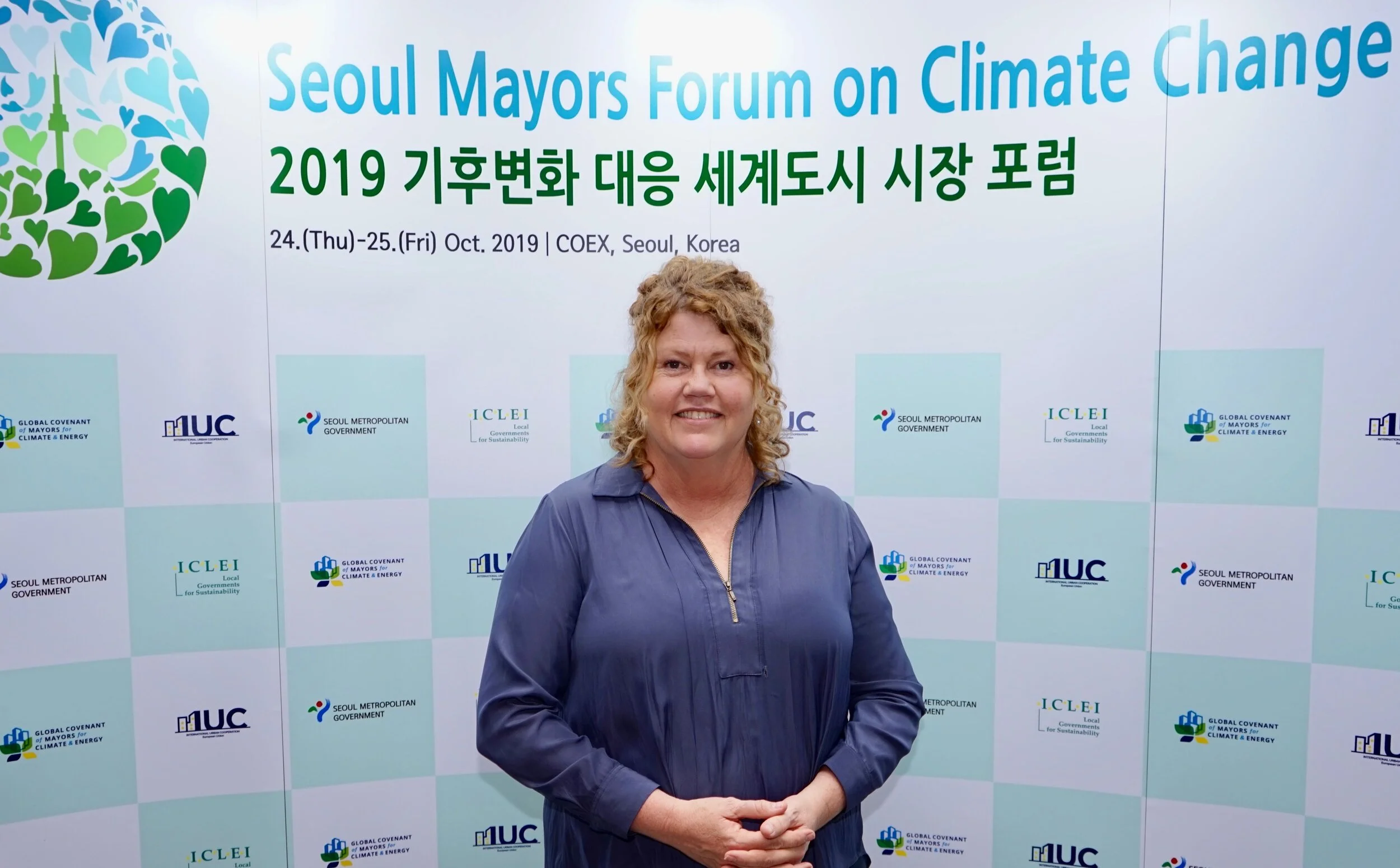 Lord Mayor of Hobart, Anna Reynolds speaking at the Seoul Mayors Forum, October 2019