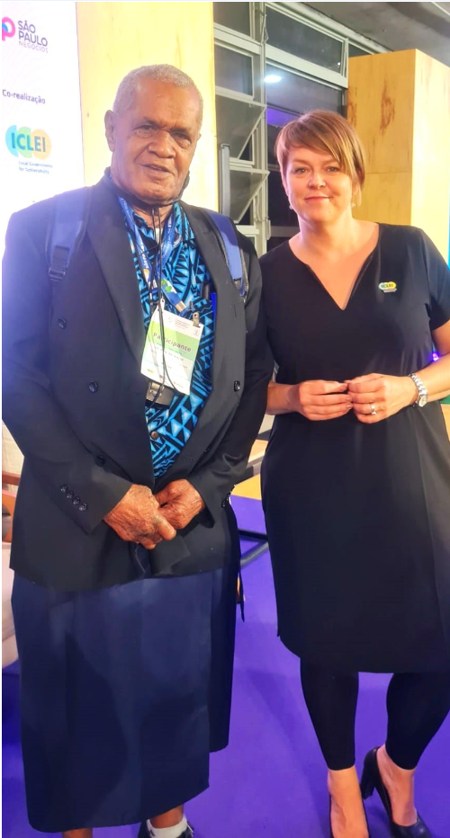  Pictured: Chair Saliceni Raiwalui, Nadi Town Council, Fiji and ICLEI President, Katrin Stjernfeldt Jammeh, Mayor of Malmö, Sweden. 